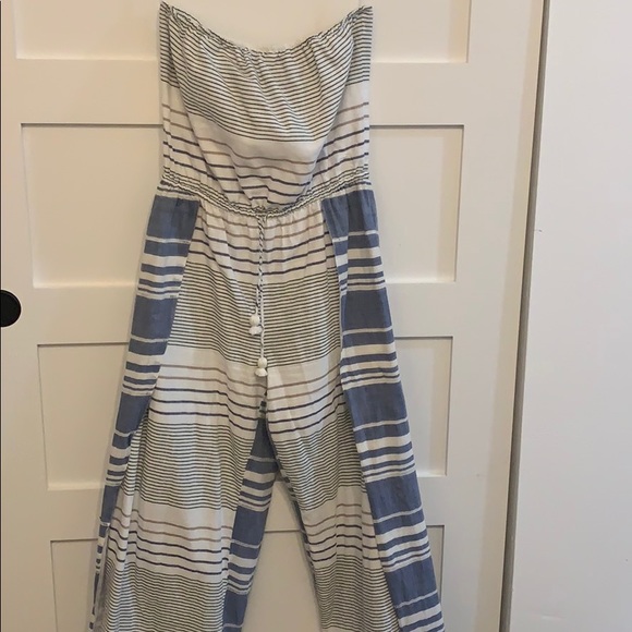 Wide leg flare strapless jumpsuit - Picture 1 of 2